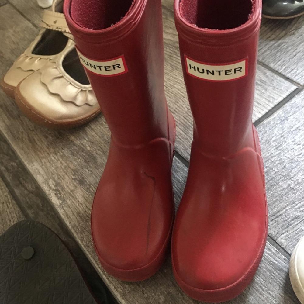 Red hunter boots toddler boy or girl